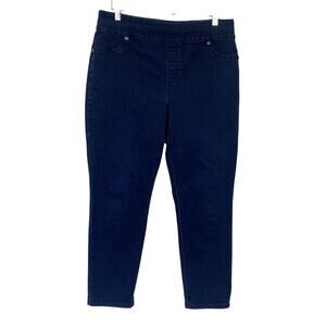 Chico's Perfect Stretch Jeans 1.5 US 10 Ankle Crop Dark Wash Blue Pull On 33x26